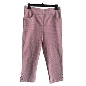 NWT Fit Sight Stretch Red White‎ Pull On Crop Laced Ankles Sz M